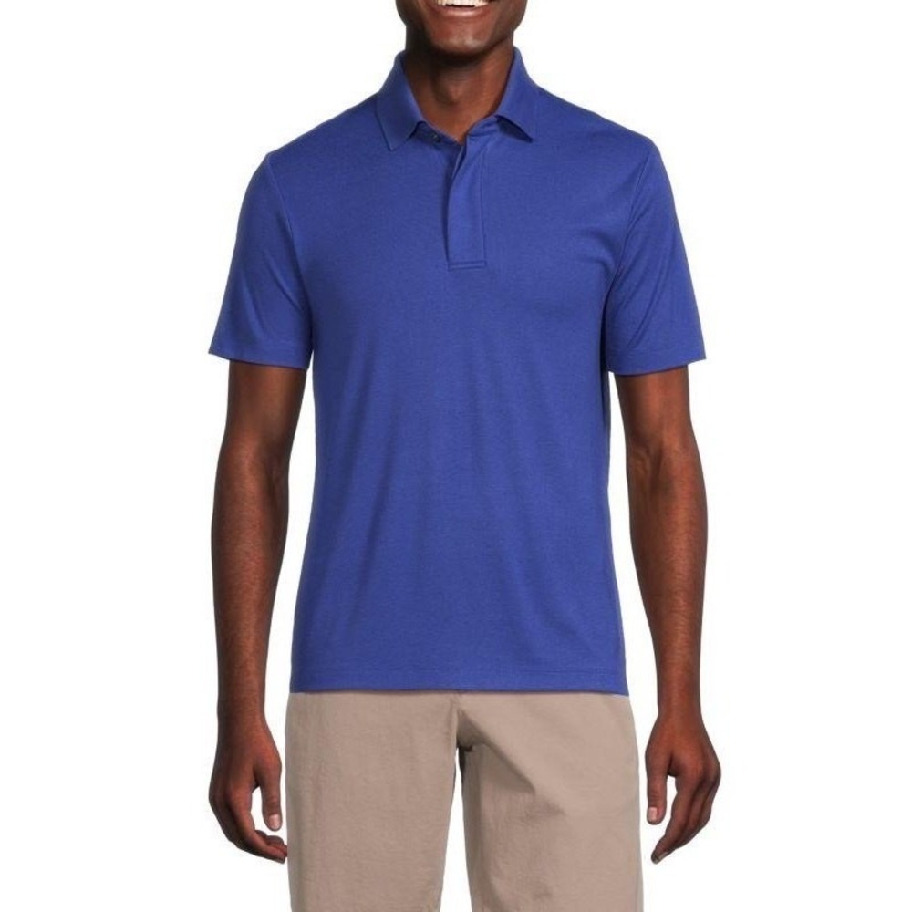 Theory Kayser Polo Shirt XL Pique Short Sleeve Blue Minimalist Golf Classic Luxe